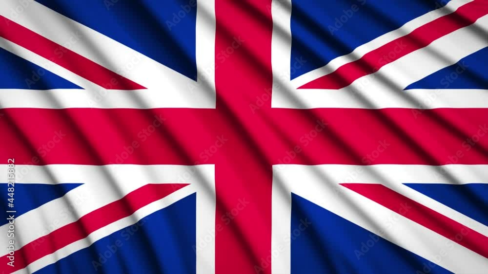 United Kingdom flag in motion. National background. Smooth fabric waves. 4K video. 3D rendering. United Kingdom flag in motion. National background. Smooth fabric waves. 4K video. 3D rendering.