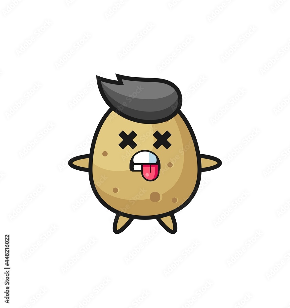 character of the cute potato with dead pose character of the cute potato with dead pose