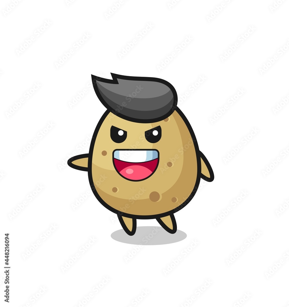 potato cartoon with very excited pose