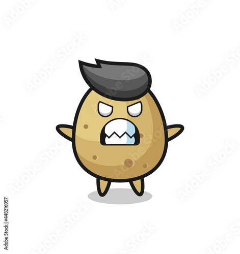 wrathful expression of the potato mascot character