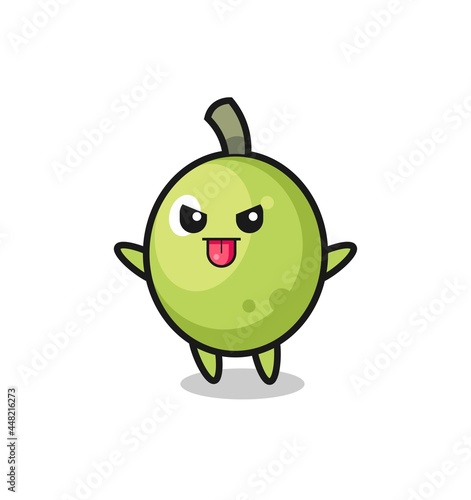 naughty olive character in mocking pose