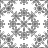 Metallic, abstract floral pattern in gray and white silver color with 3d effect.