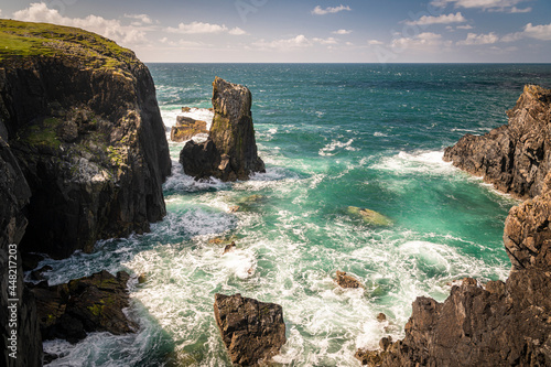 A summer 3 shot HDR image of the Butt of Lewis, Rhubha Robhanais, at the Northern end of the Isle of Lewis, Outer Hebrides, Scotland photo