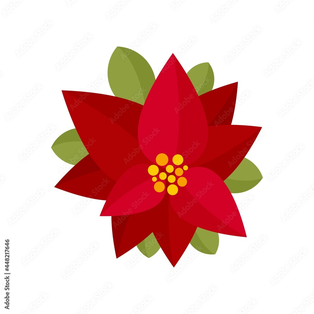 Xmas poinsettia icon flat isolated vector Xmas poinsettia icon flat isolated vector