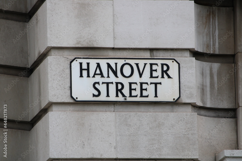 Street name sign for Hanover Street in Edinburgh Scotland 