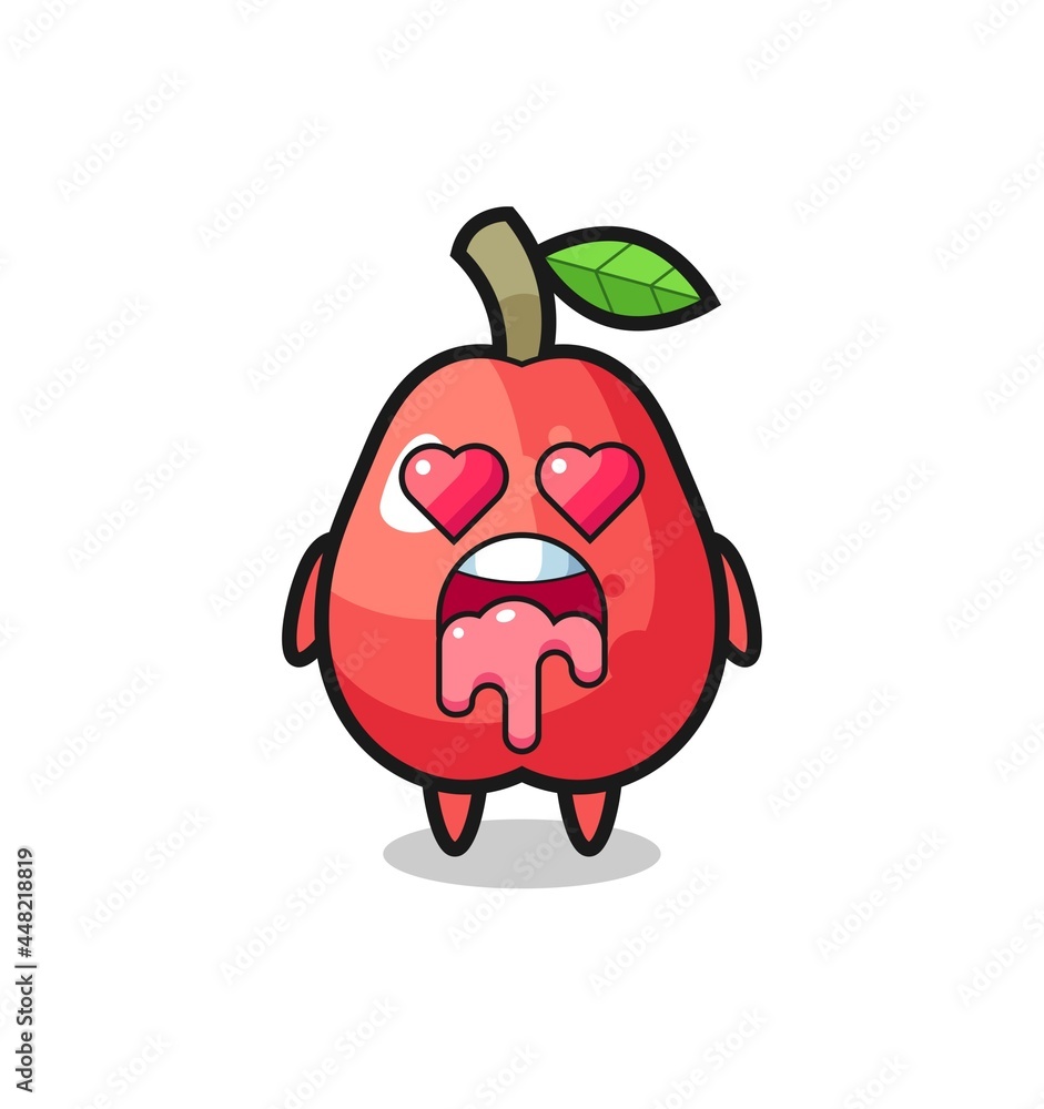 the falling in love expression of a cute water apple with heart shaped eyes the falling in love expression of a cute water apple with heart shaped eyes