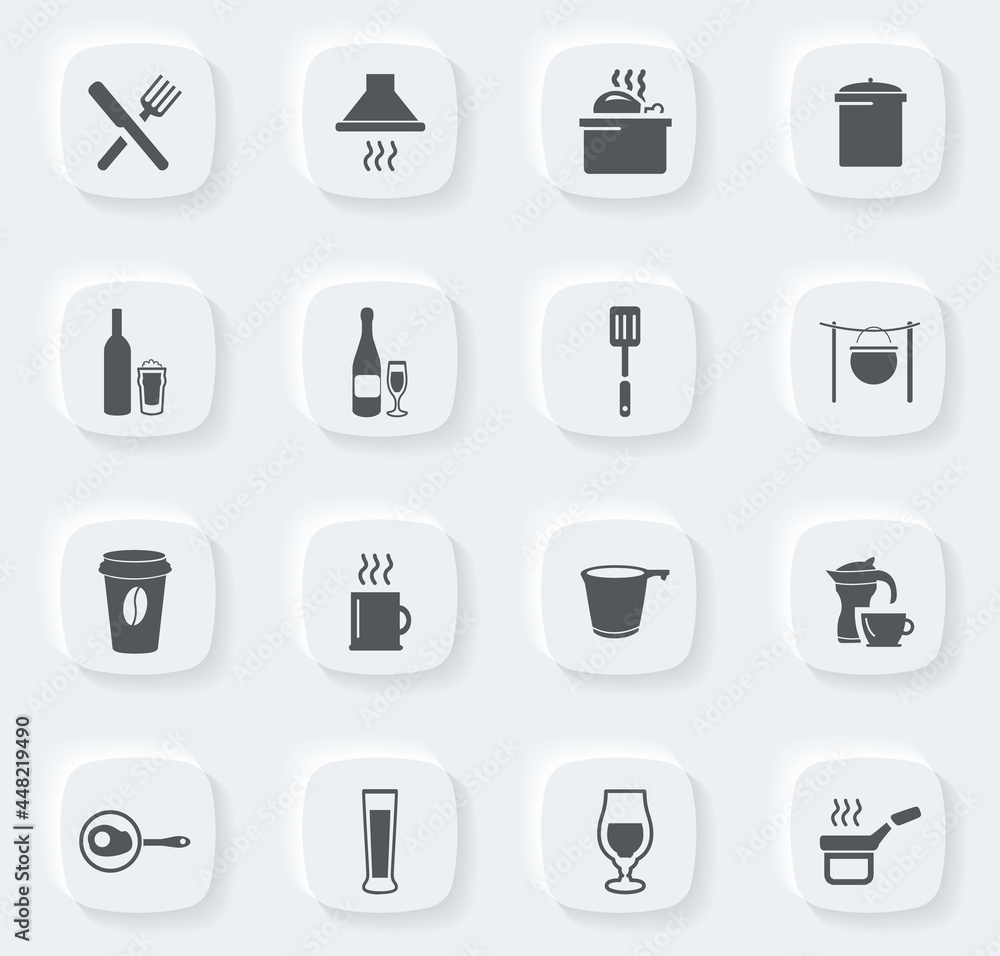 Food and kitchen icons set Food and kitchen icons set