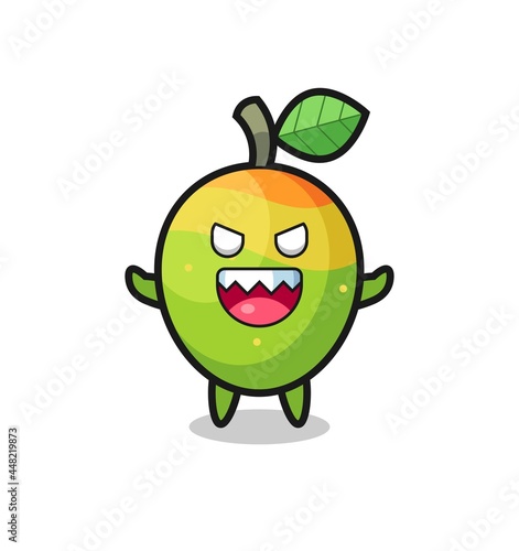 illustration of evil mango mascot character