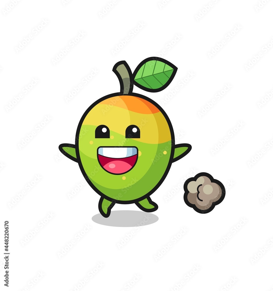 the happy mango cartoon with running pose the happy mango cartoon with running pose
