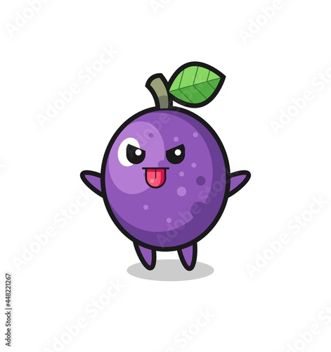 naughty passion fruit character in mocking pose