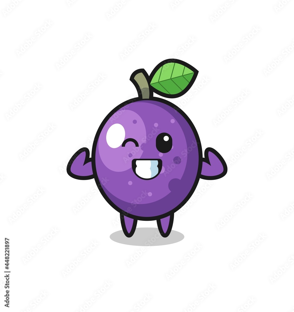 the muscular passion fruit character is posing showing his muscles the muscular passion fruit character is posing showing his muscles