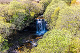 A close up view of the Lealt Falls on the Isle of Skye, Scotland on a summers day