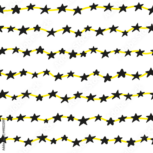 Seamless pattern with stars on lines.