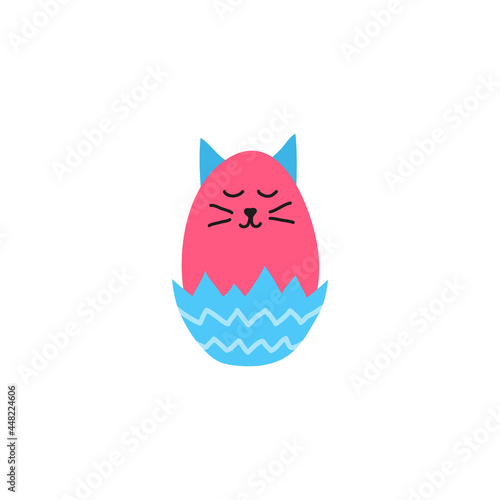 Doodle cat egg in cracked shell.