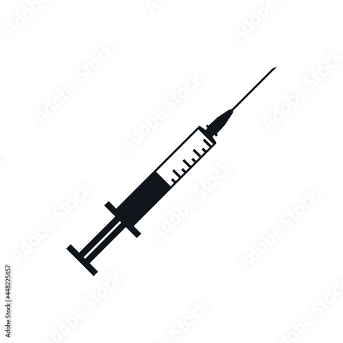 Syringe graphic icon. Syringe for injection sign isolated on white background. Vector illustration