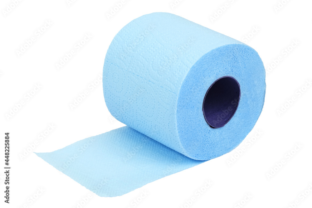 Fototapeta premium Roll of coiled blue toilet paper