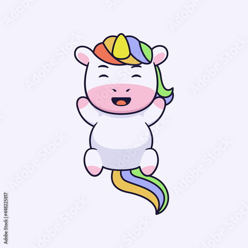 Cute happy unicorn character design