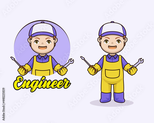 Cute engineer mascot character design