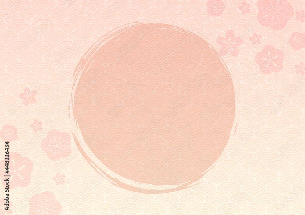 Japanese background with plum and traditional pattern Japanese background with plum and traditional pattern