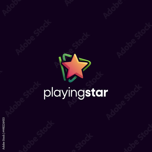 Illustration vector graphic of Playing star logo. Colorfull style. Aplication icon. Design inspiration. Fit to your Digital media, Business, Company etc