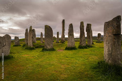 A summer 3 shot HDR image of the ancient Callinish, Calanais, Standing Stone Circle on the Isle of Lewis, Outer Hebrides, Scotland photo