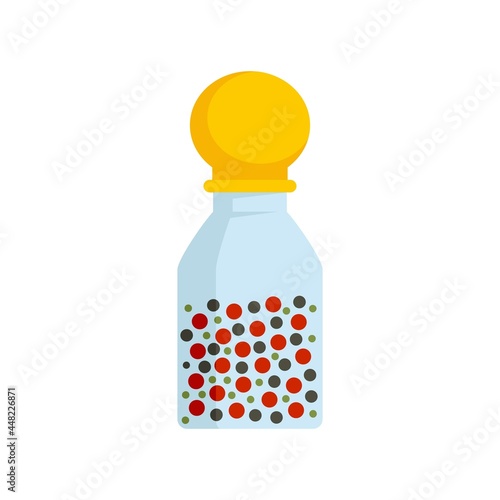 5 pepper bottle icon flat isolated vector