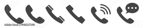 Telephone icon.  Handset icon. Phone icon, Contact icon, Call icon, Vector illustration.	