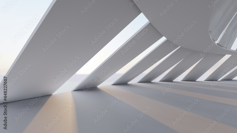 Naklejka premium Architecture interior background white geometric pattern of design 3d render