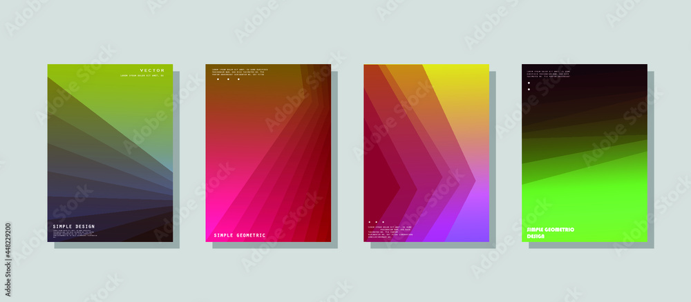 Abstract geometric pattern background for brochure cover design. Blue, yellow, red, orange, pink and green vector banner template	