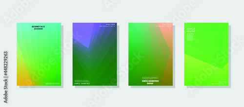 Abstract geometric pattern background for brochure cover design. Blue, yellow, red, orange, pink and green vector banner template 