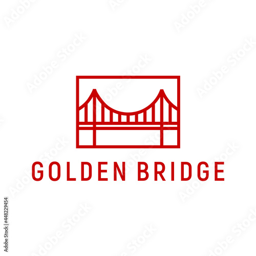 red golden gate bridge suspension San Francisco famous building landmark architecture logo design
