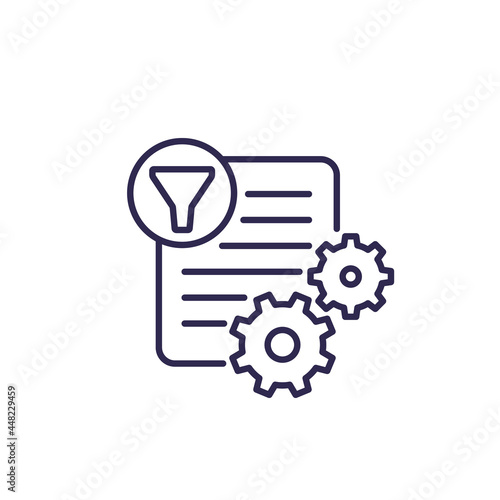 Data filtering line icon, vector