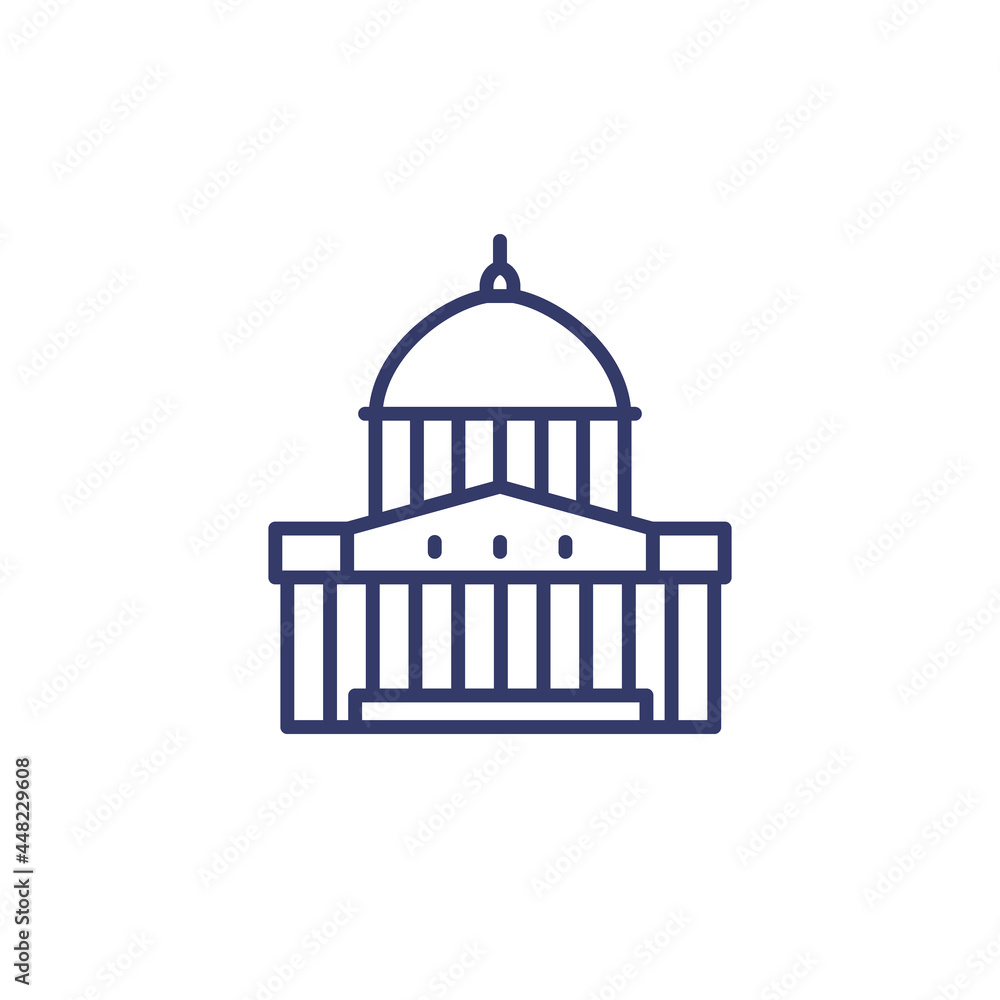 capitol building line icon on white