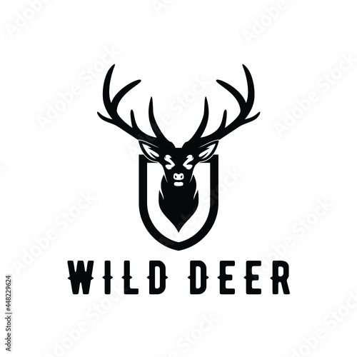 reindeer deer stag buck doe antler hunting wildlife animal logo design