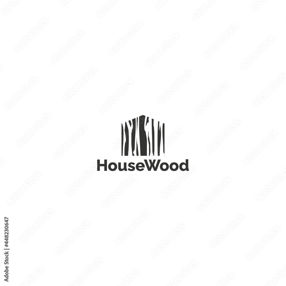 minimalist house with wood style logo design