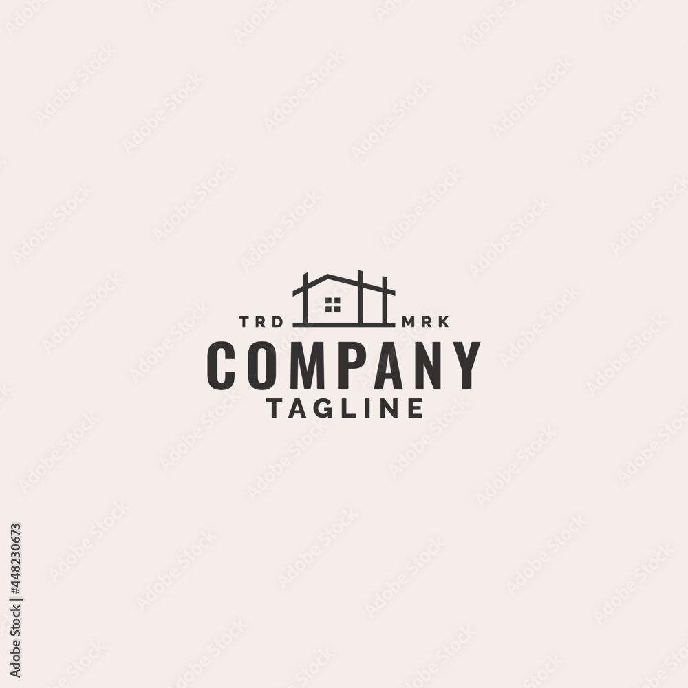 minimalist line art house  logo design