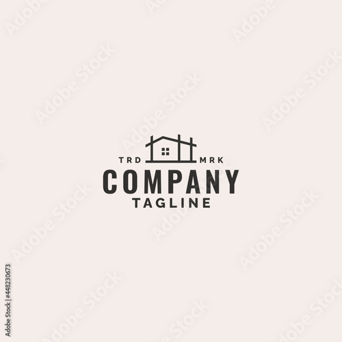 minimalist line art house logo design
