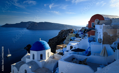 Santorini - officially Thira and classic Greek Thera is an island in the southern Aegean Sea, about 200 km (120 mi) southeast from the Greek mainland. photo