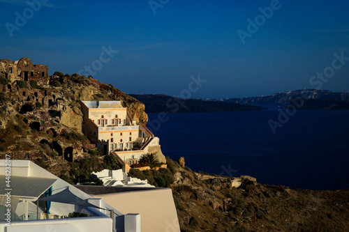 Santorini - officially Thira and classic Greek Thera is an island in the southern Aegean Sea, about 200 km (120 mi) southeast from the Greek mainland. photo