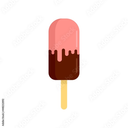 Fruit chocolate popsicle icon flat isolated vector