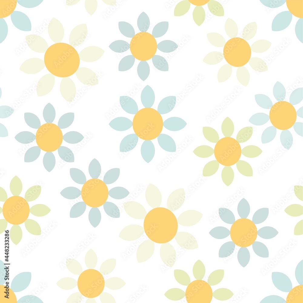 Sweet Delicate Daisy Repeating Vector Pattern On White Sweet Delicate Daisy Repeating Vector Pattern On White