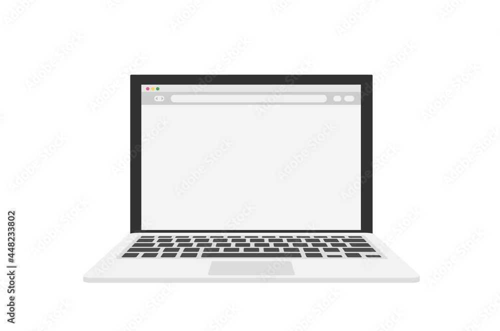 Laptop with blank browser window in a flat design Laptop with blank browser window in a flat design