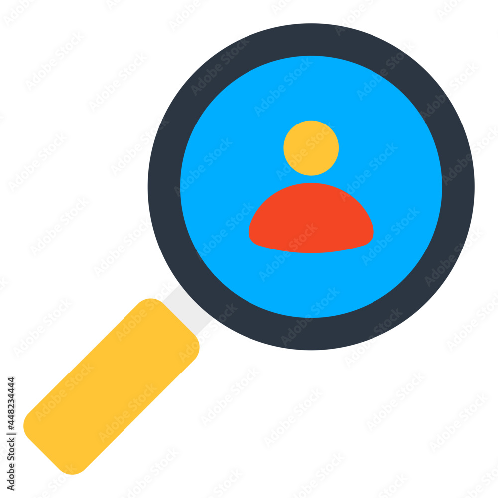 Avatar under magnifying glass, icon of search employee
Avatar under magnifying glass, icon of search employee