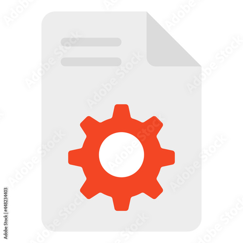 Gear on folded paper, icon of document configuration