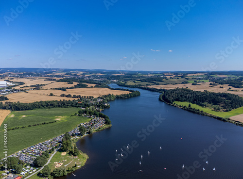Luftbild der Talsperre Pirk im Vogtland