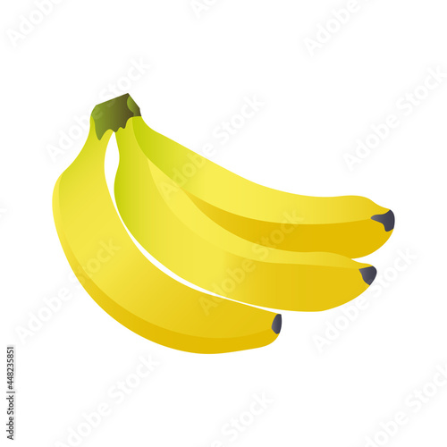 Set of yellow banana isolated on white background. Vector illustration.
