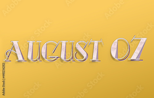 07 august, Calendar icon. On yellow Background photo