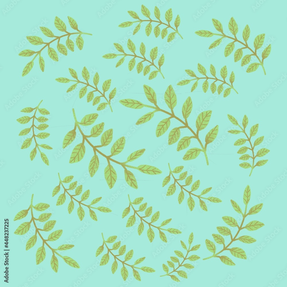 Green leaves background pattern illustration Green leaves background pattern illustration