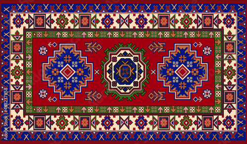 Persian carpet original design, tribal vector texture. Easy to edit and change a few colors by swatch window.