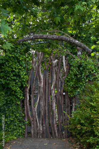 Berrima Australia, rustic garden gate made of sticks photo